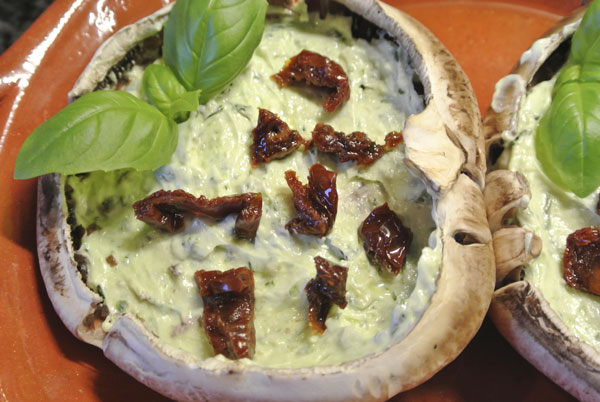 Champignons met pesto-kaas