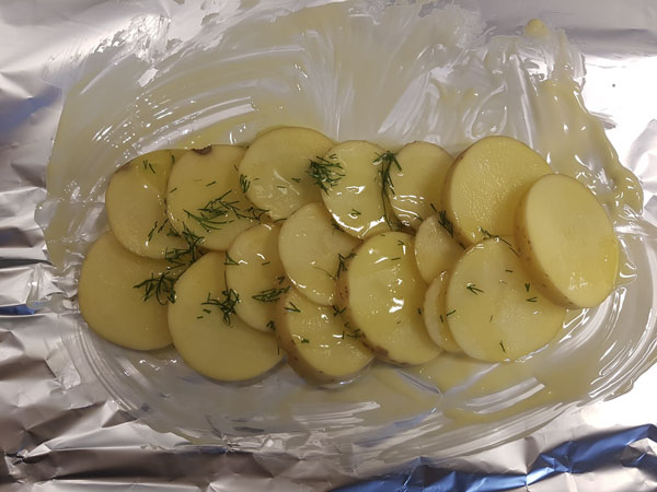Zalmpakketje met aardappelen