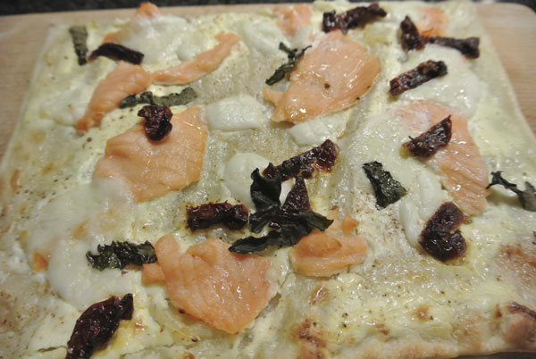 Flammkuchen met zalm