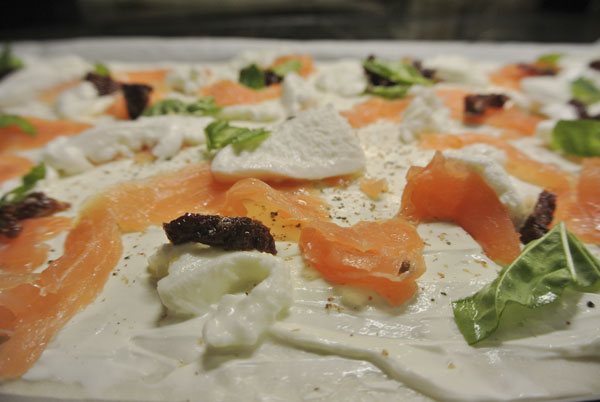 Flammkuchen met zalm