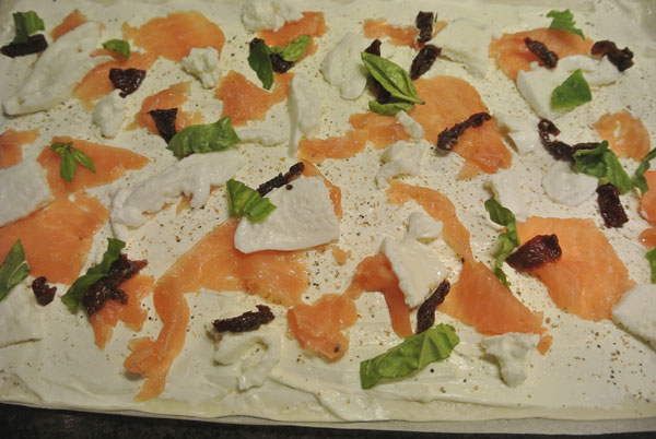 Flammkuchen met zalm