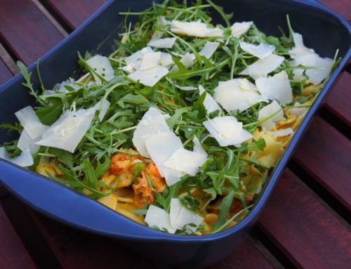 Pastasalade met rivierkreeftjes