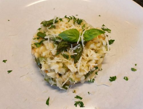 Risotto met gerookte zalm en groene asperges