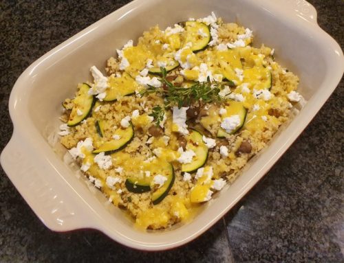 Herfstige couscous salade met courgette en paddenstoelen