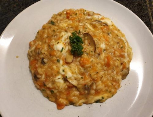 Risotto met tomaten, champignons en mozzarella