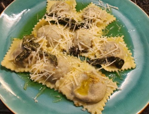 Ravioli met aubergine en truffel