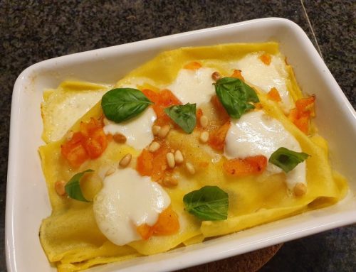 Lasagne met gerookte zalm en tomaat